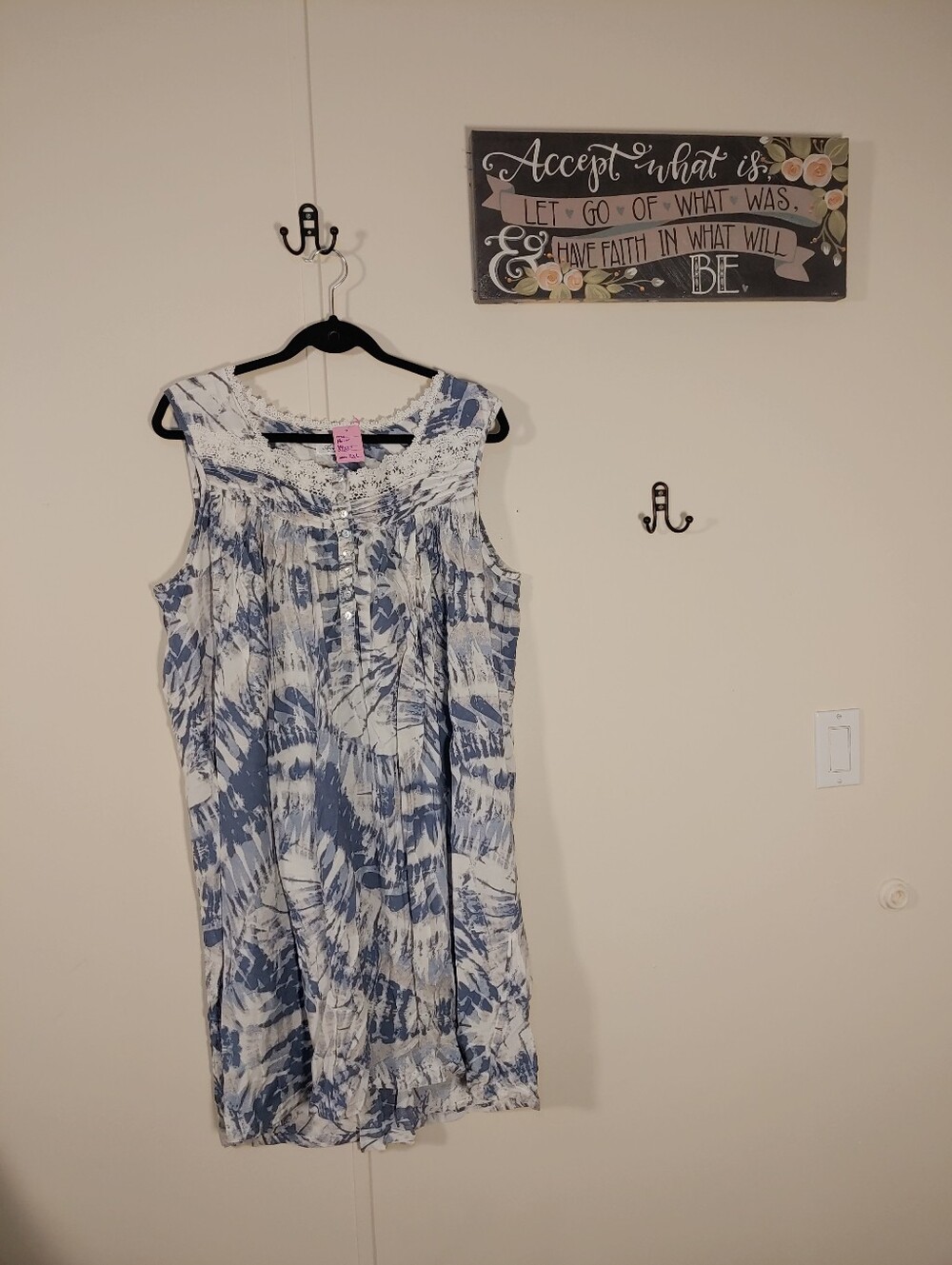 XXL Beautiful Aoiier Blue/grey Feminine Sleeveless Tye Dye Nightgown